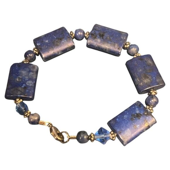 Vintage Blue Lapis Rectangular Women’s Bracelet - Picture 1 of 6